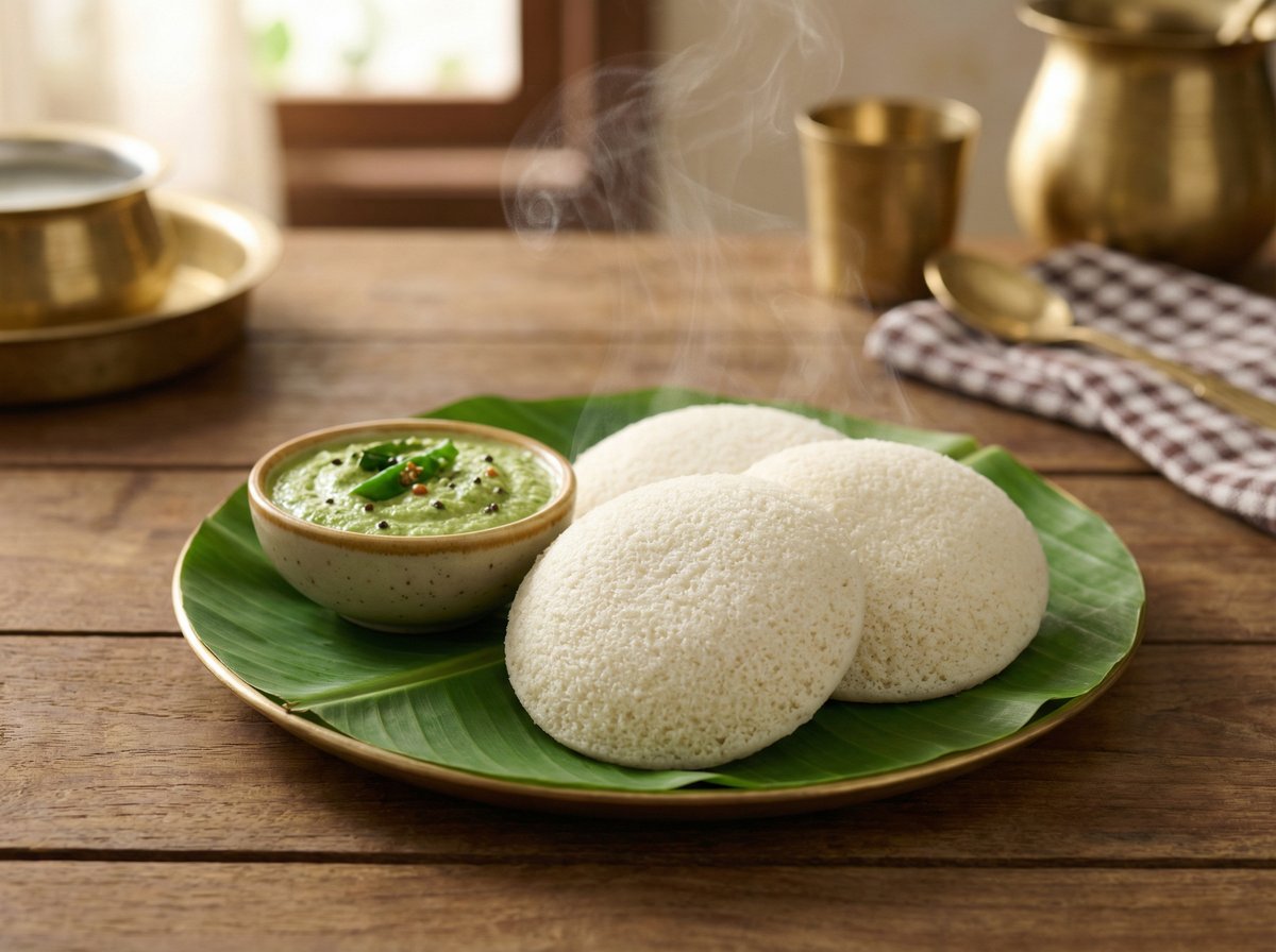 Soft millet idlis with green coconut chutney