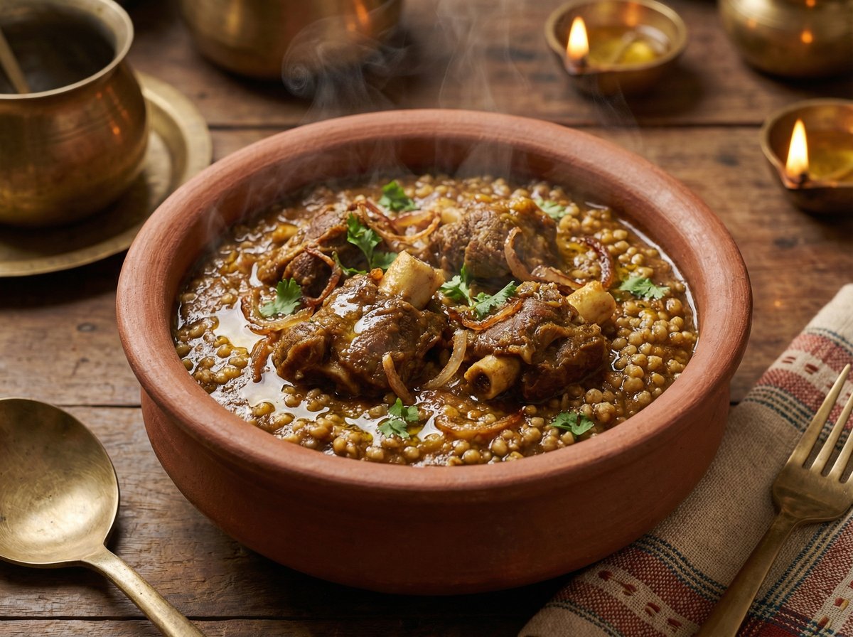 Hearty mutton millet khichdi with bone pieces